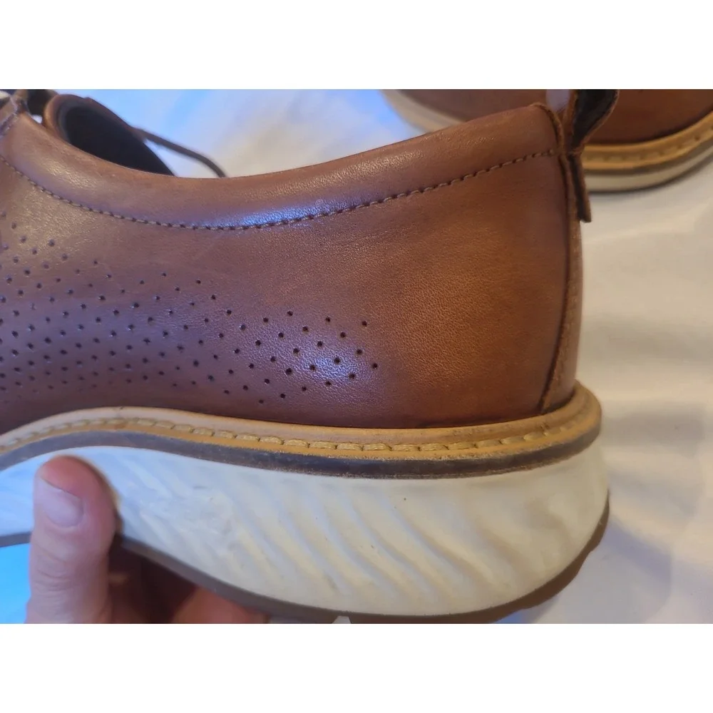 Ecco S.T.1 Men Oxfords Shoes Brown Leather Brogue Pattern For Ventilation